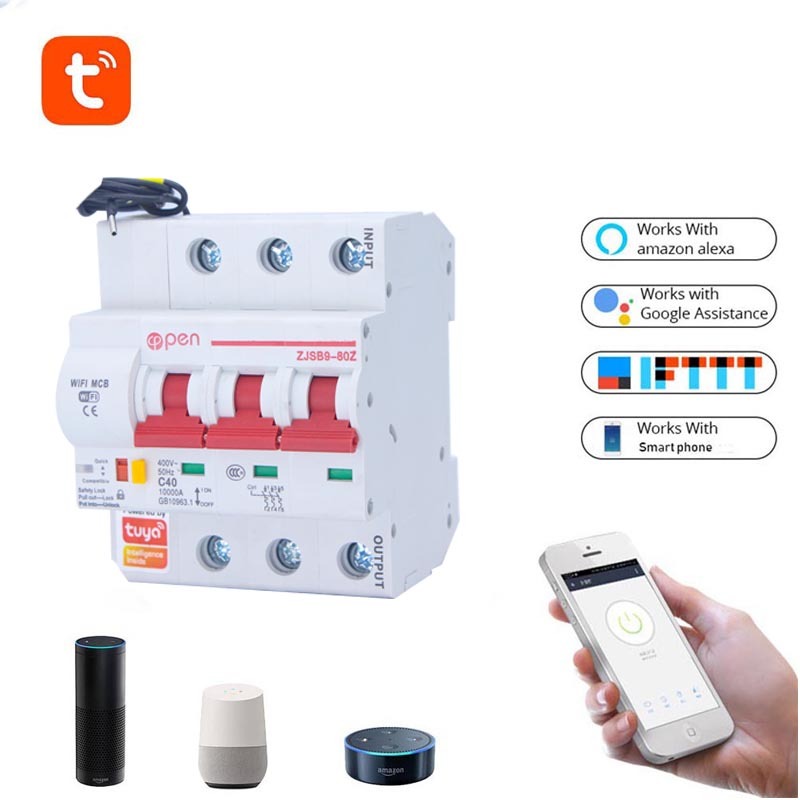 Tuya smart life 3P 400V Amanzon Alexa and Google home din remote